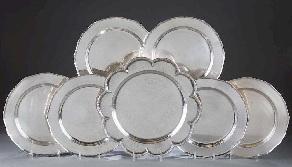 Appraisal: Camusso Sterling chargers a serving dish A group of Camusso