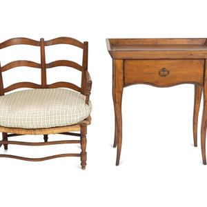 Appraisal: A French Provincial Tray Top Side Table and a Rush-seat