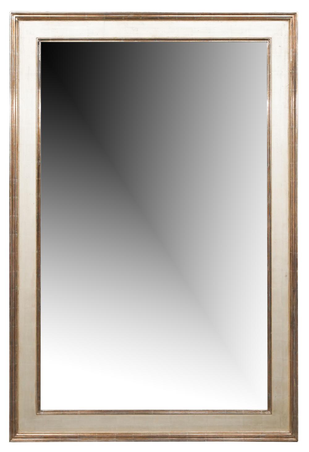 Appraisal: SILVER-PAINTED RECTANGULAR WALL MIRRORmodern the glass with beveled edge Provenance