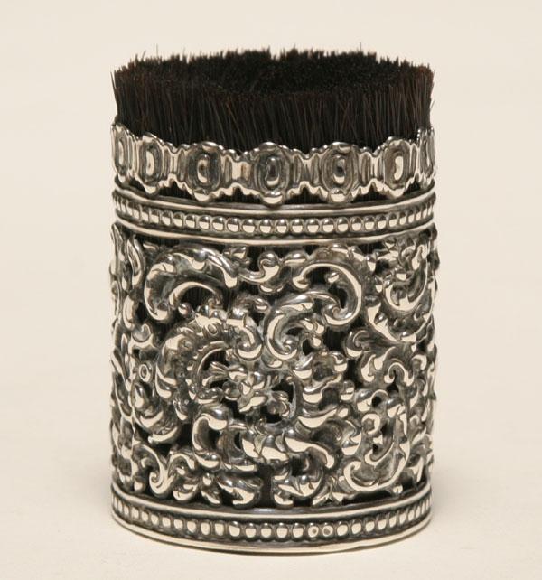 Appraisal: Early American pen wipe bristles set into sterling reticulated base