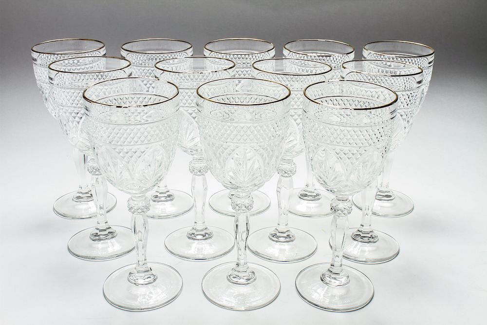 Appraisal: Molded Glass Gilt Wine Goblets Set of Set of molded