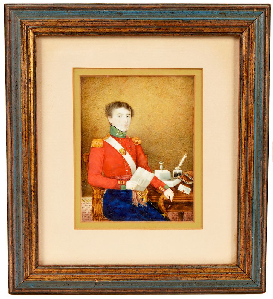 Appraisal: Miniature Portrait Of French Military Soldier Miniature portrait of a