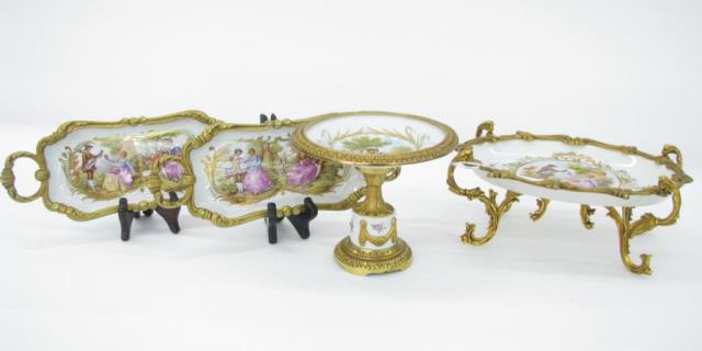 Appraisal: A group of decorative French porcelain all with gilt metal