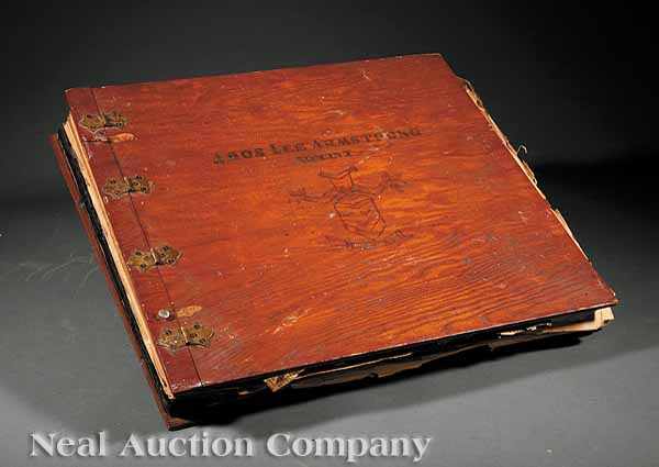 Appraisal: Amos Lee Armstrong American Shreveport b wood covered scrapbook of