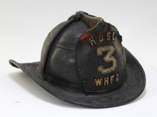 Appraisal: Antique West Haven CT Leather Fire Fighter Helmet UNITED STATES