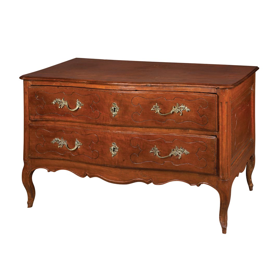 Appraisal: Provincial Louis XV Cherry Commode The molded top of serpentine