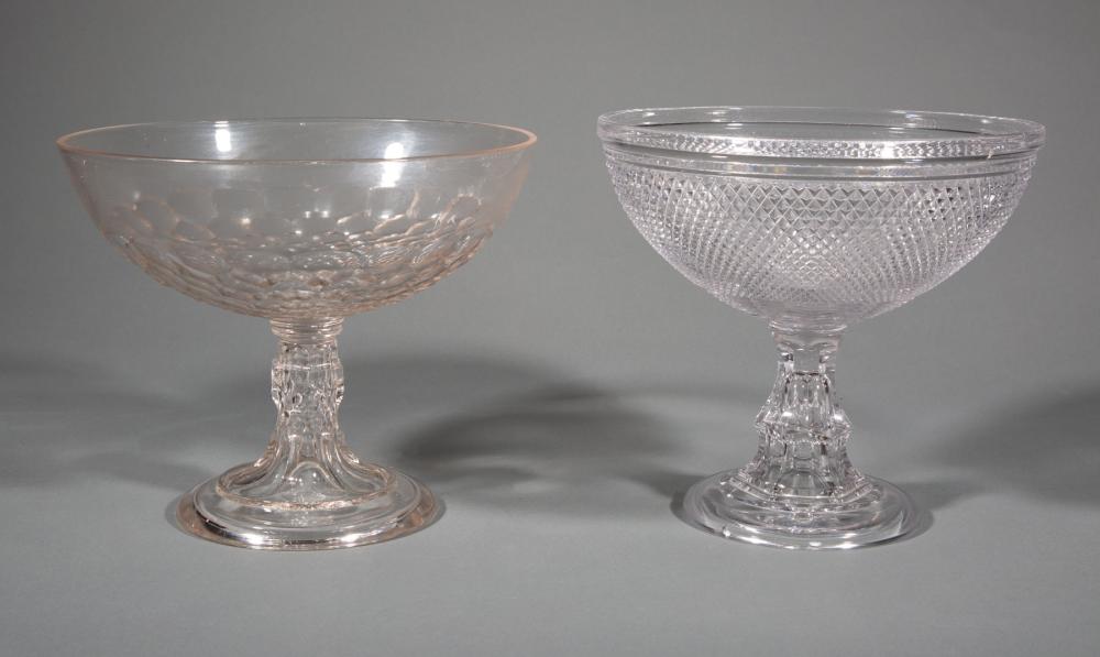 Appraisal: Two Flint Glass Compotes th c incl one with diamond