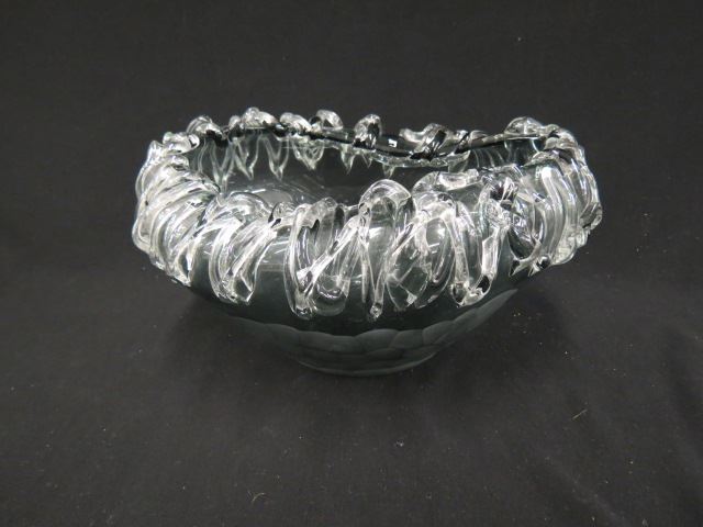 Appraisal: Art Glass Centerpiece unusual smoke color with cutwork exterior and