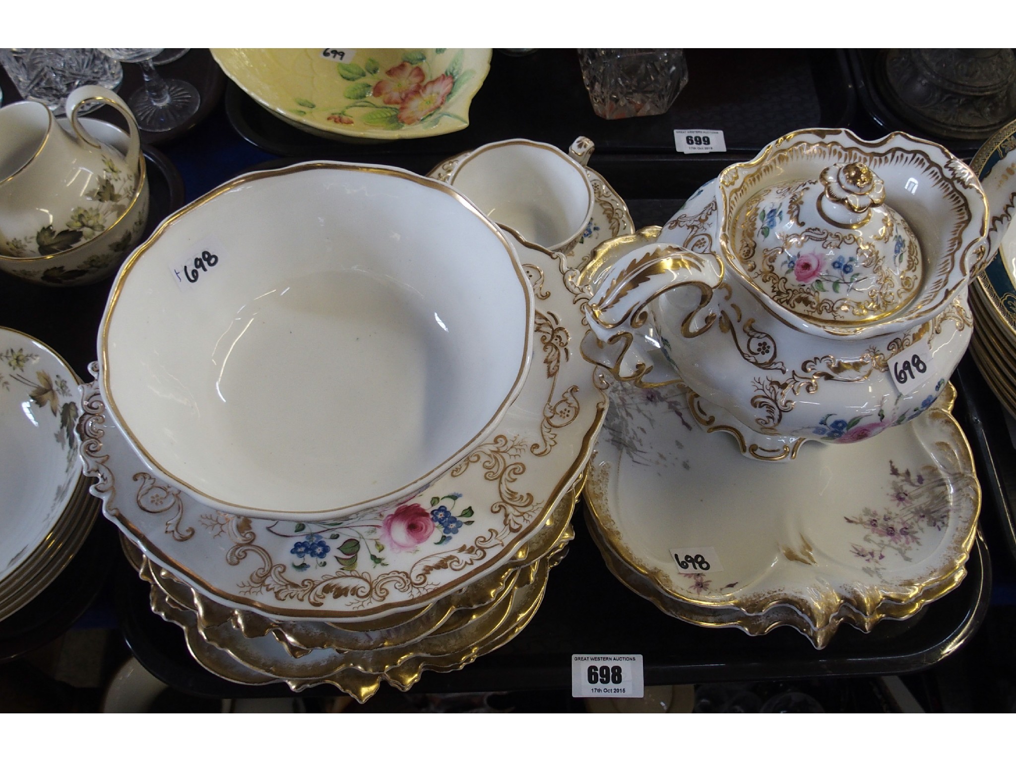 Appraisal: Tray comprising Copeland Garrett porcelain floral teawares and pair of