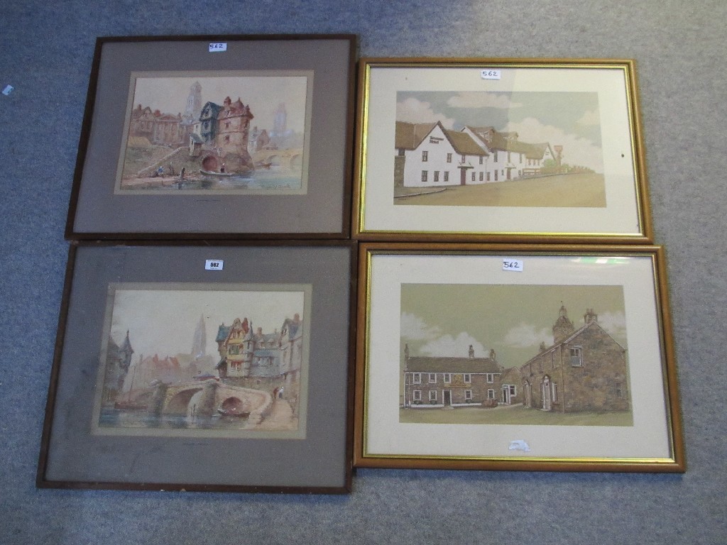 Appraisal: Lot comprising pair of watercolour townscapes both signed Pierre La