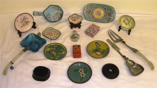 Appraisal: Orientalia including Chinese Canton enamel dishes ladle match safe and