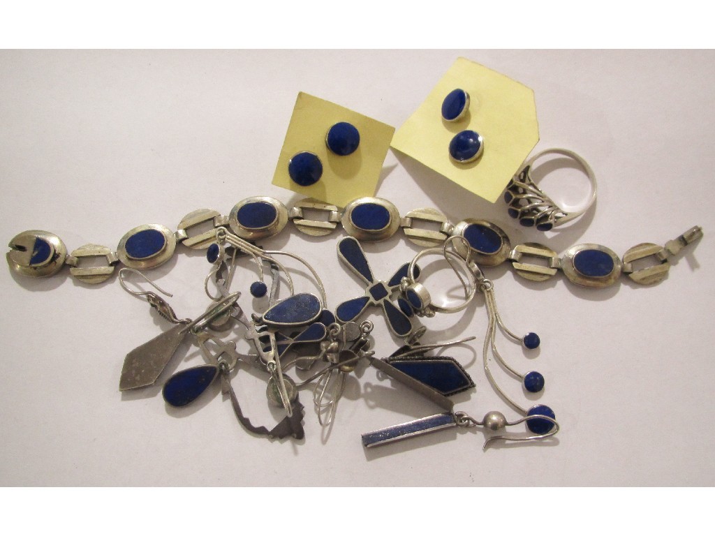 Appraisal: Lot of silver and lapis lazuli jewellery to include seven