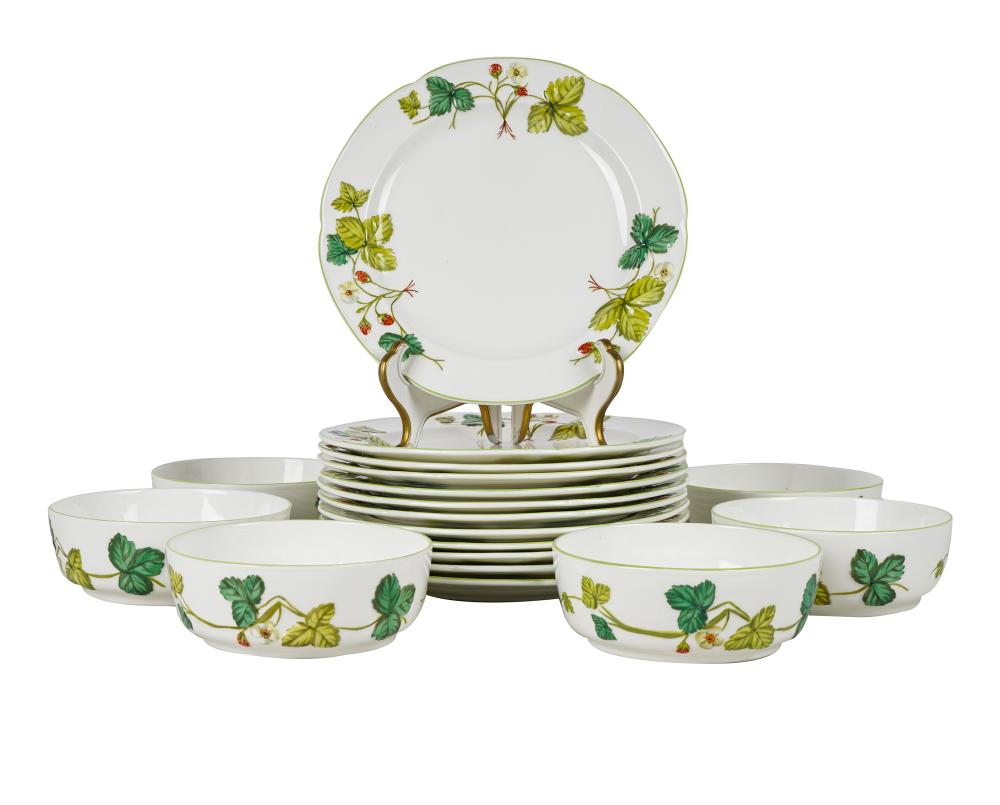 Appraisal: MINTON BONE CHINA STRAWBERRY SERVICEa partial service with green Minton