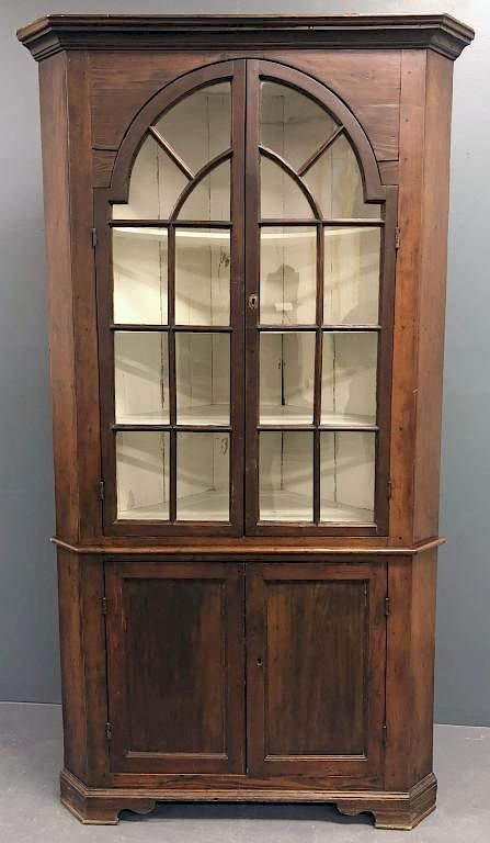 Appraisal: Pennsylvania Pine One Piece Corner Cupboard Pennsylvania pine one pieces