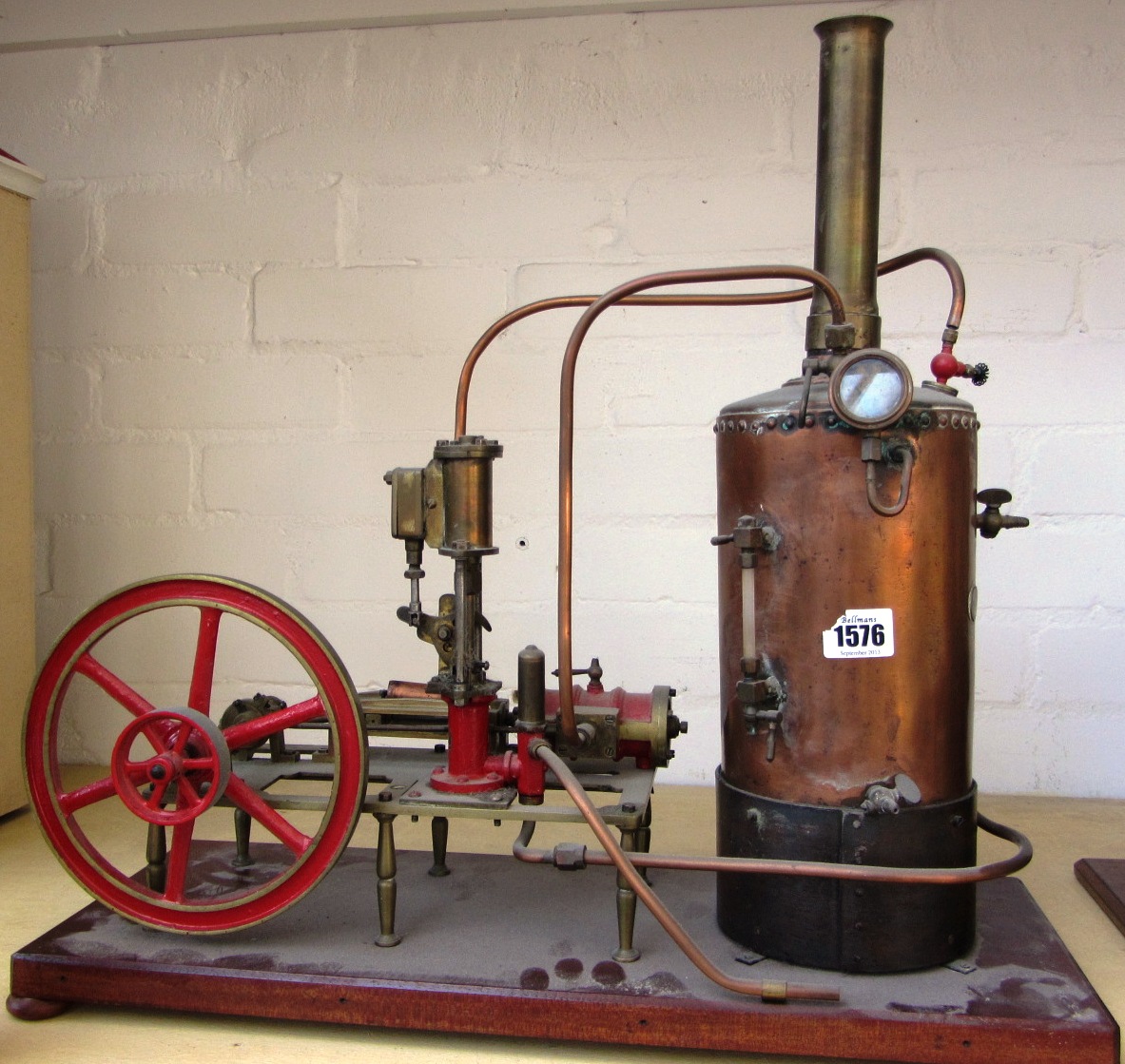 Appraisal: A flatbed Scratch built steam engine with large copper boiler