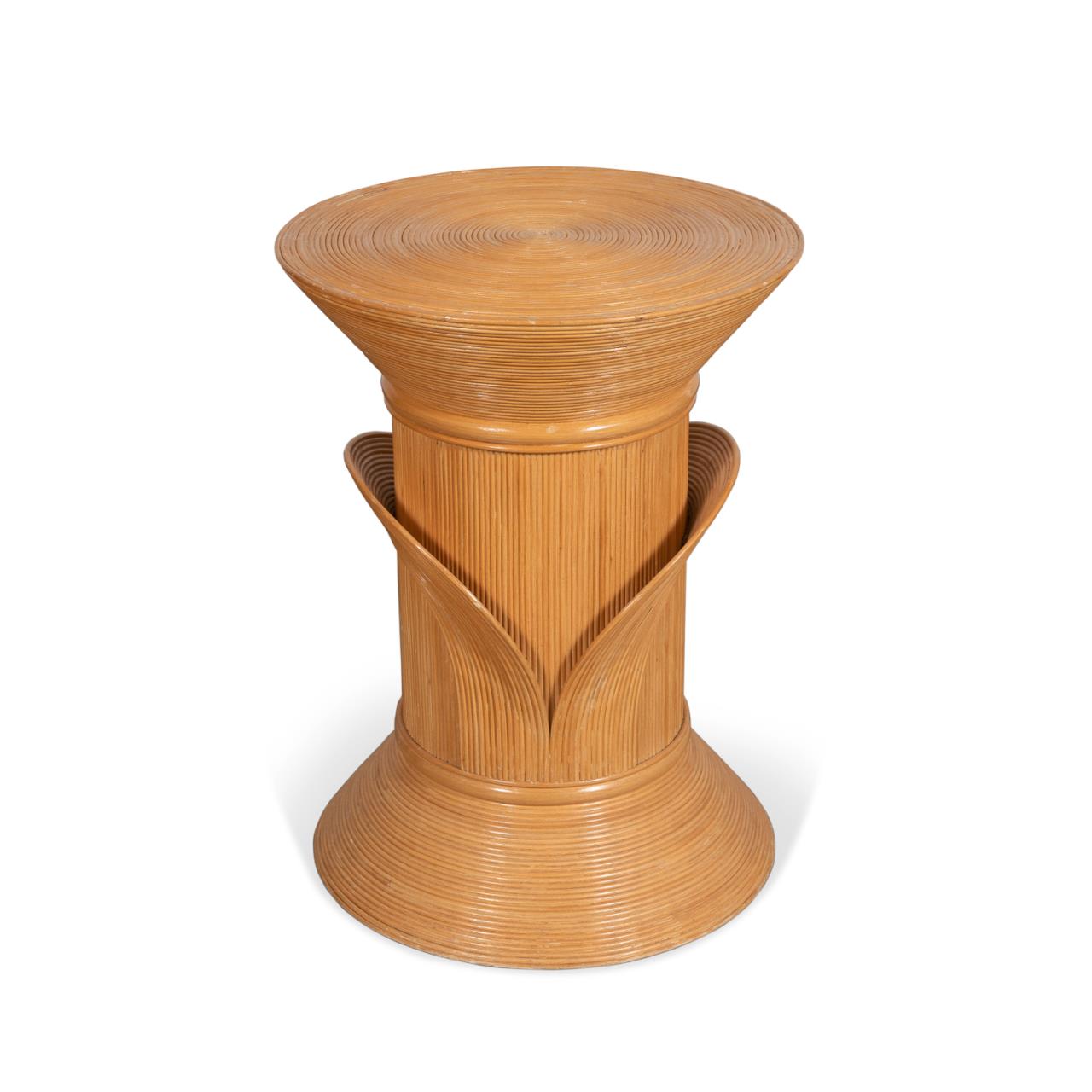 Appraisal: CRESPI STYLE PENCIL BAMBOO ROUND SIDE TABLE Gabriella Crespi style