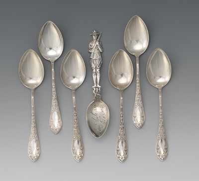 Appraisal: Six Sterling Silver Grapefruit Spoons and a Souvenir Spoon The