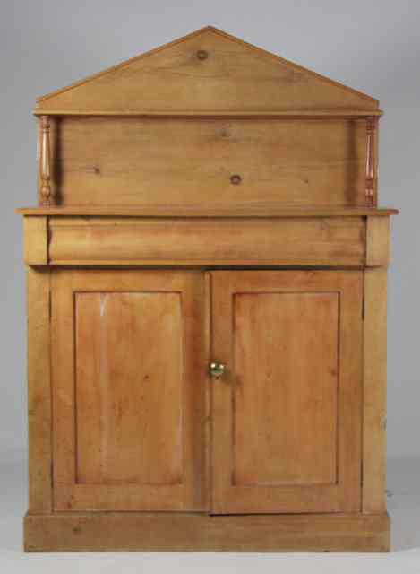 Appraisal: A Victorian pine chiffonier the superstructure with shelf on turned