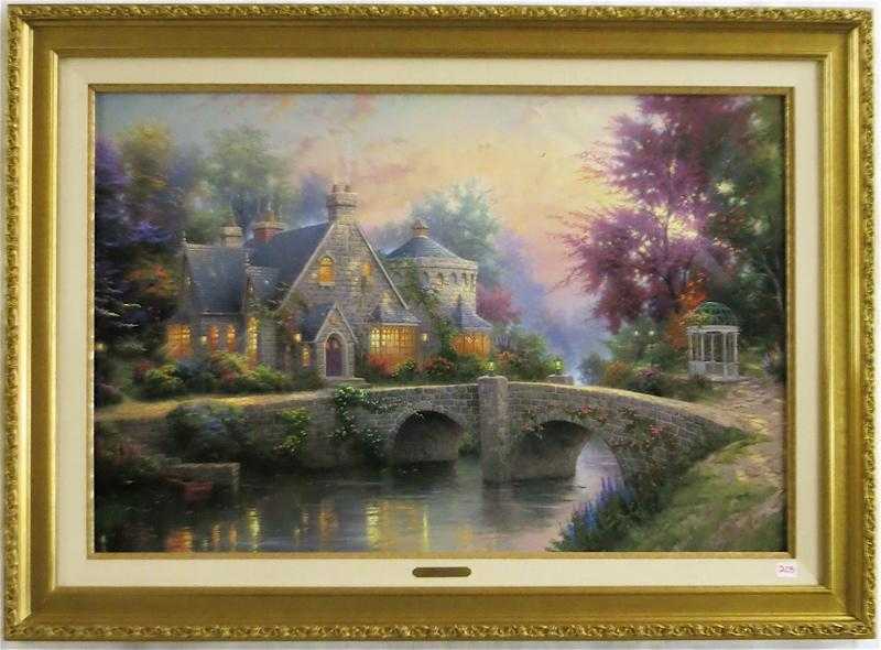 Appraisal: THOMAS KINKADE EMBELLISHED OFFSET LITHOGRAPH ON CANVAS United States -