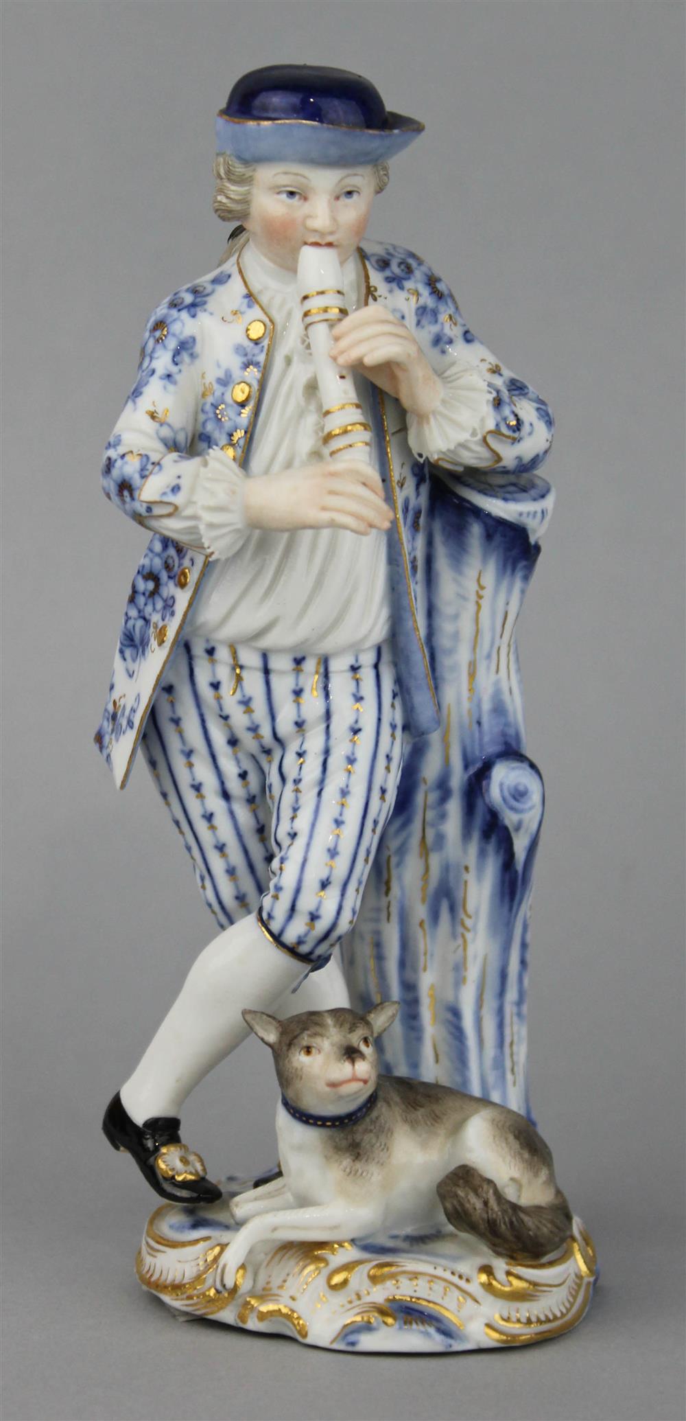 Appraisal: MEISSEN BLUE AND WHITE FIGURE OF A FLUTE PLAYER blue