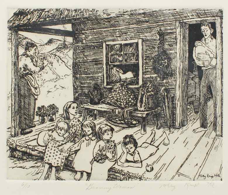 Appraisal: HILL Polly Knipp American - ''Granny Woman'' Etching sight size