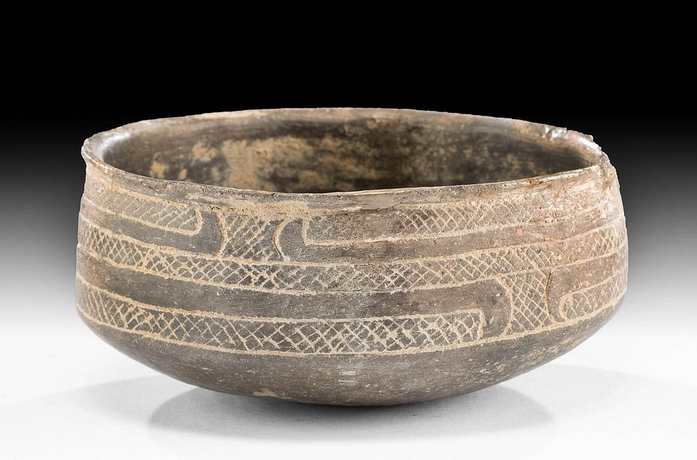 Appraisal: Mississippian Caddo Incised Pottery Bowl Native American Midwest to Southeastern