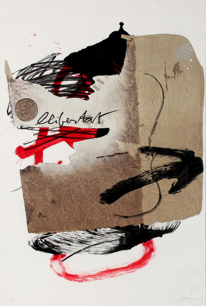 Appraisal: ANTONI TAPIES - PENCIL-SIGNED LITHOGRAPH Antoni Tapies - Arrow Signed