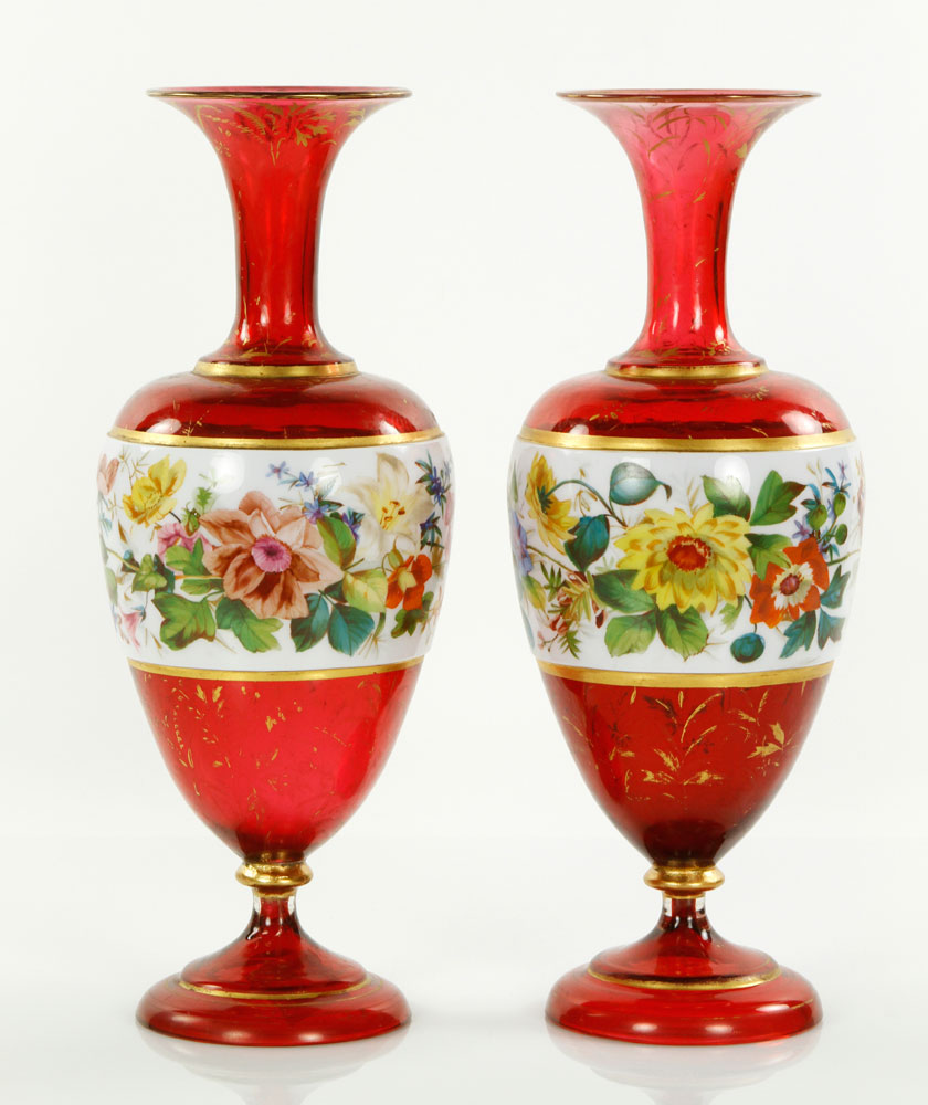 Appraisal: - th C Pair Bohemian Vases th century pair of