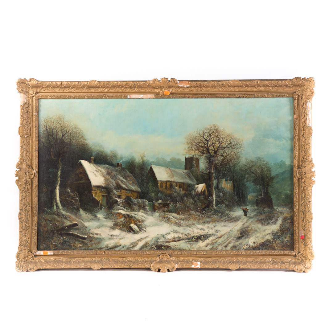 Appraisal: Artist Unknown Snow Covered Village oil Late th early th