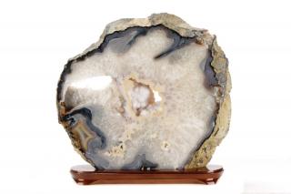 Appraisal: Large Sliced Brazilian Agate Specimen on Stand A large natural