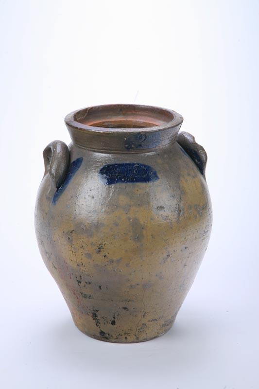 Appraisal: COBALT-DECORATED STONEWARE JAR Impressed mark for Bennace and Sutherland Brimfield