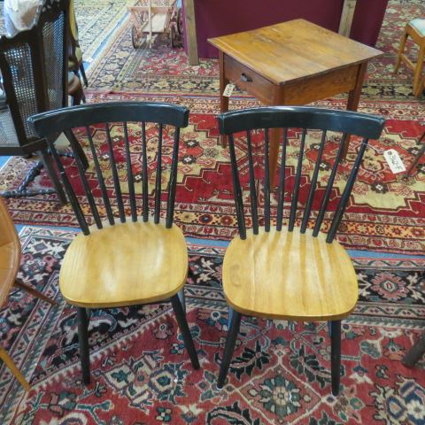 Appraisal: Pair of Side Chairs oak seats black spindle backs