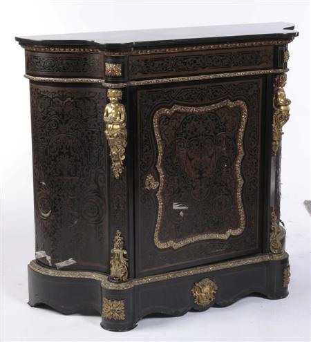 Appraisal: A th century French marble topped Boulle marquetry side cabinet