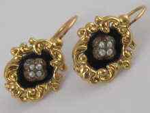 Appraisal: A pair of French hallmarked carat gold onyx and seed