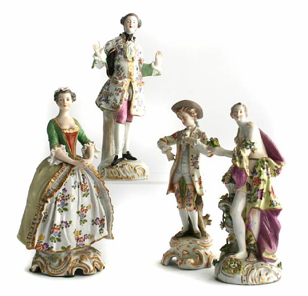 Appraisal: A group of four Meissen style porcelain figures in th