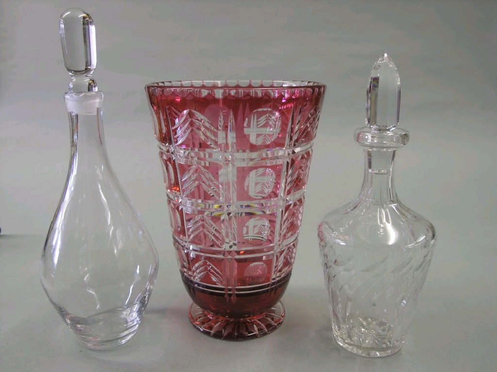 Appraisal: A Belgian ruby overlaid glass vase probably Val St Lambert