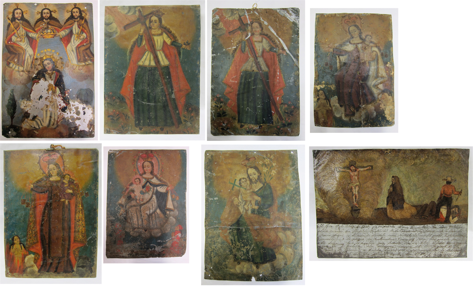 Appraisal: EIGHT OIL ON TIN RETABLOS th early th century Most