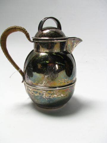 Appraisal: Sterling Silver Syrup Pitcher with wrapped rattan handle approximately ''