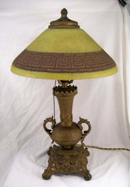 Appraisal: R L Co Table Lamp Cast iron gold tone painted