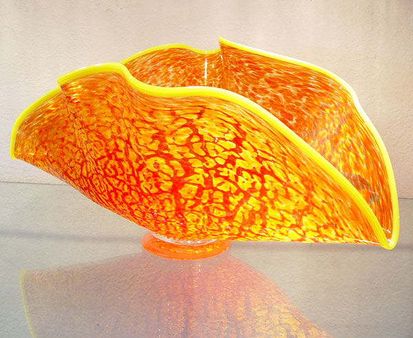 Appraisal: CHRIS MOSEY IGNIS GLASS STUDIO ART GLASS FLUTTERBOWL Large orange