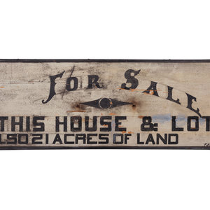 Appraisal: A Painted Wood 'For Sale' Sign Early th Century signed