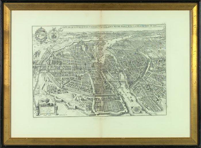 Appraisal: After Mathieu Merian French - large facsimile map of Paris