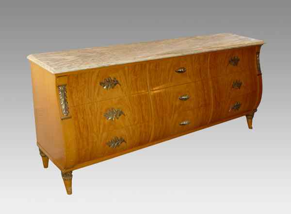 Appraisal: MASLOW FREEN FRENCH STYLE SWELL FRONT MARBLE TOP SIDEBOARD drawer