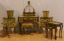 Appraisal: An Italian suite of gilt and painted furniture comprising a