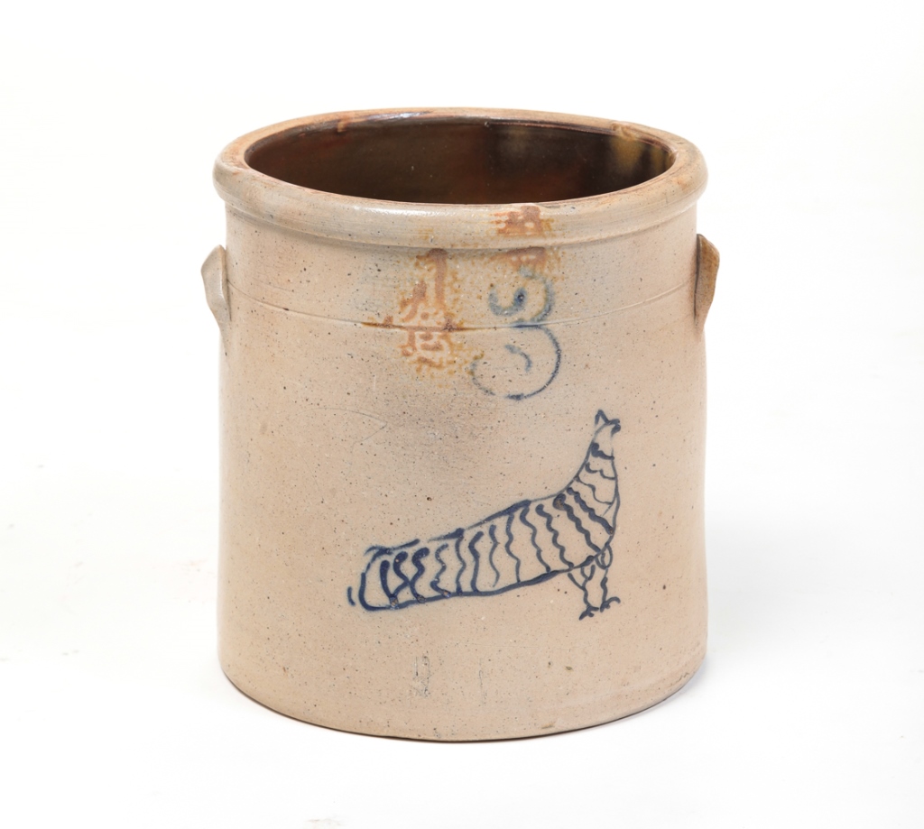 Appraisal: AMERICAN STONEWARE CROCK Second half th century Two applied handles