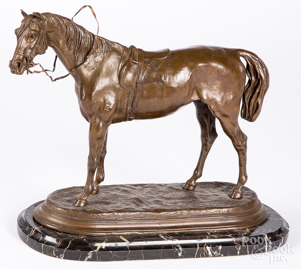 Appraisal: Patinated bronze horse after Moigniez Patinated bronze horse after Moigniez