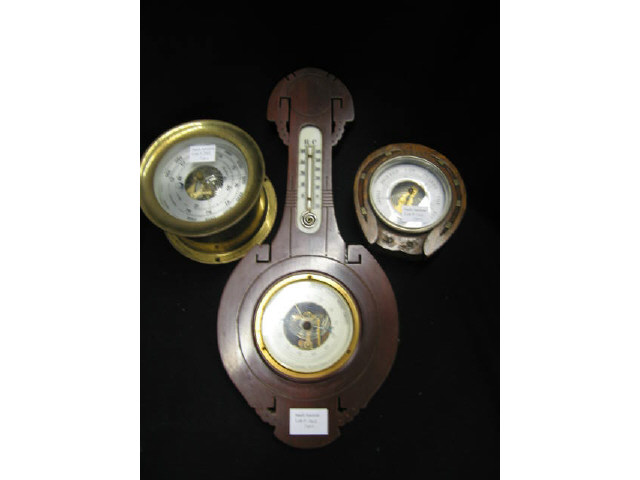 Appraisal: Barometers ships horseshoe cased and fine mahogany wall barometer with