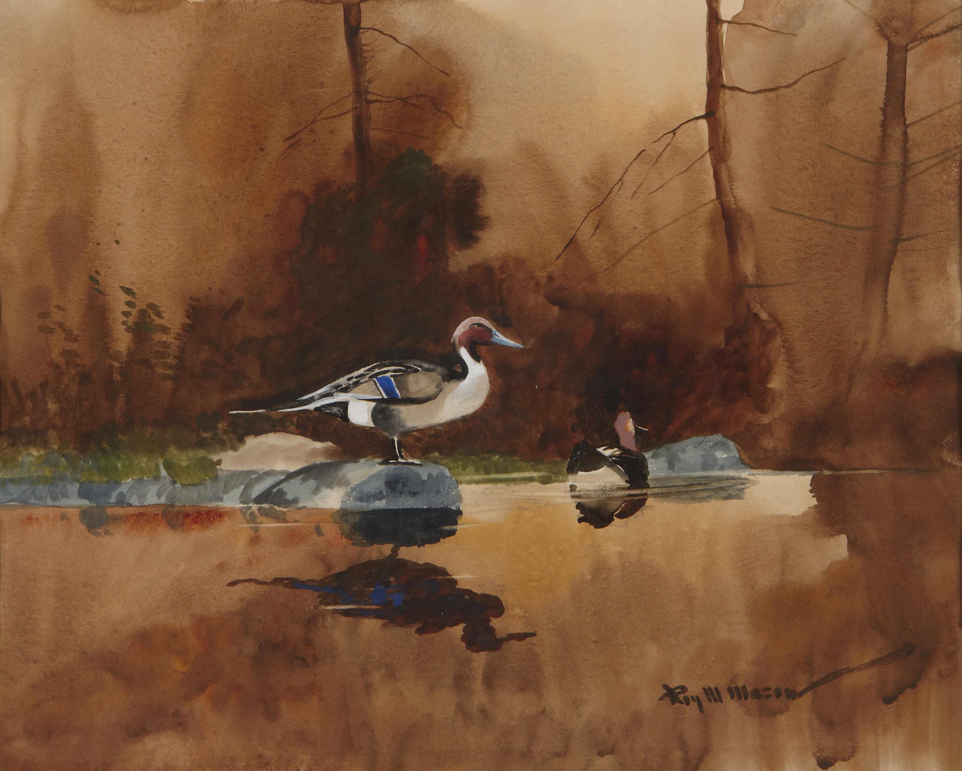 Appraisal: Roy Martell Mason American - Mallards in a pond signed