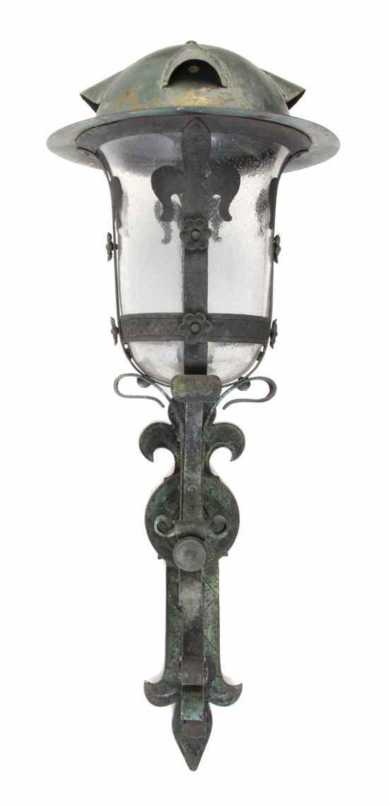 Appraisal: A Verdigris Patinated Light Fixture having a domed top above