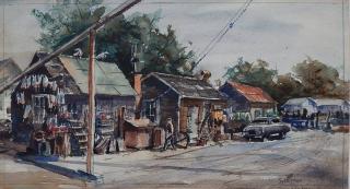 Appraisal: Samuel Leitman watercolor Samuel Leitman American - - Street Scene-